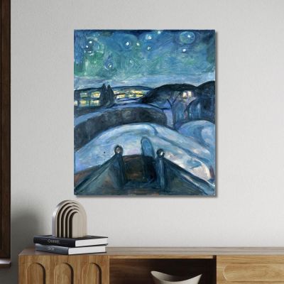 Notte Stellata Edvard Munch em33 quadro stampa su tela