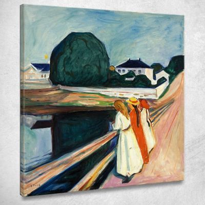 Ragazze Sul Ponte Edvard Munch em34 quadro stampa su tela