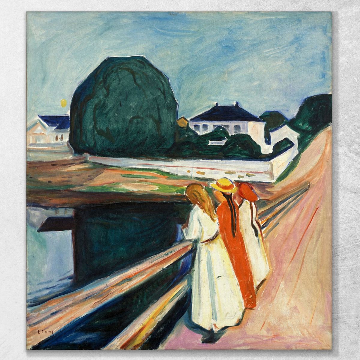 Ragazze Sul Ponte Edvard Munch em34 quadro stampa su tela