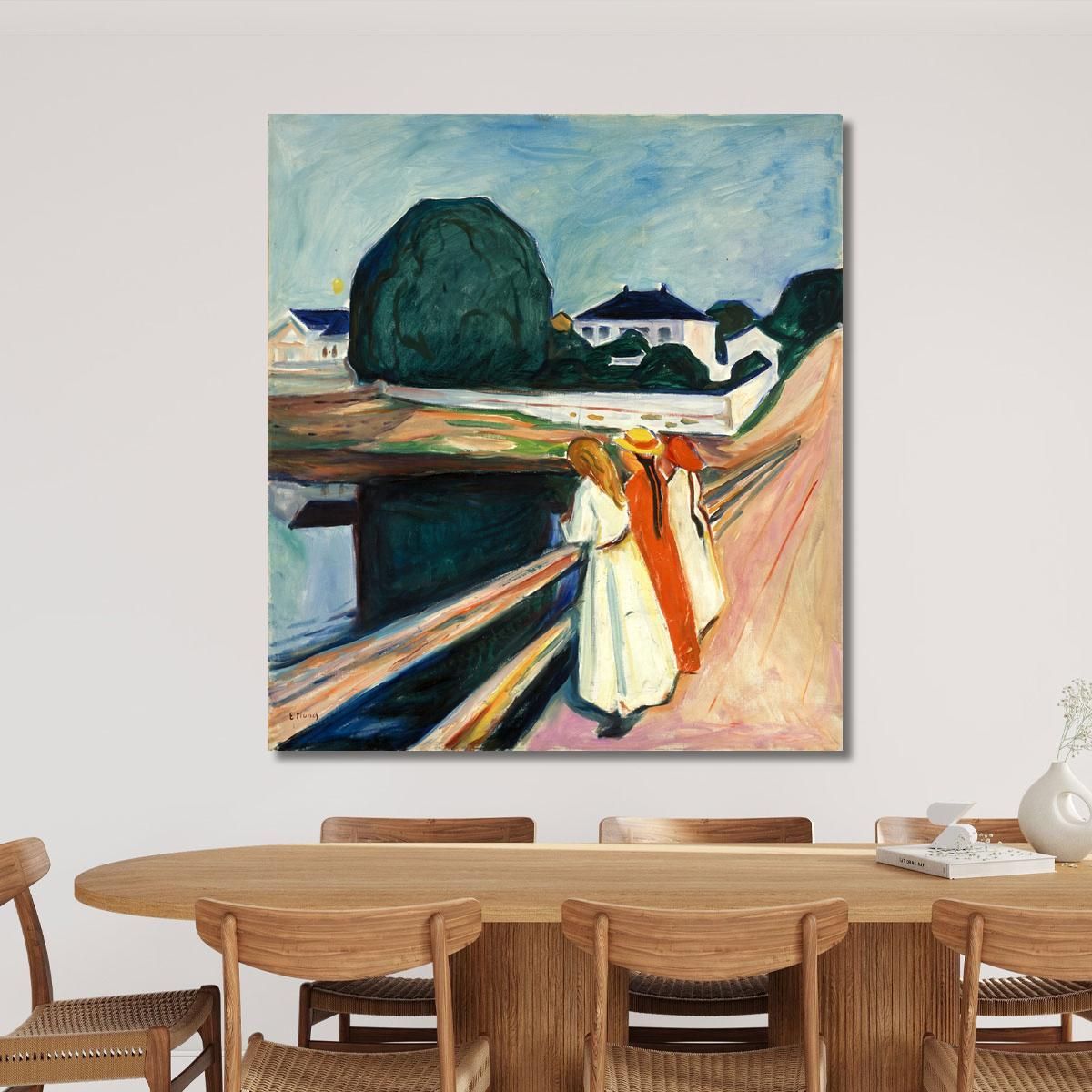 Ragazze Sul Ponte Edvard Munch em34 quadro stampa su tela