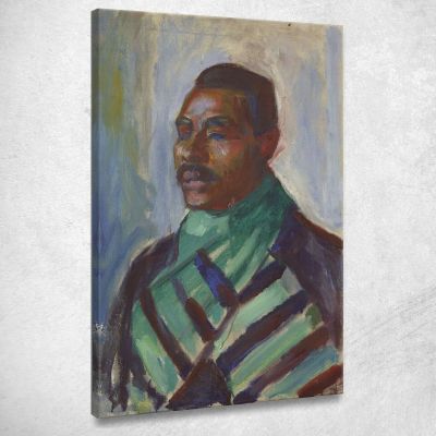 Africano Con Sciarpa Verde Edvard Munch em41 quadro stampa su tela