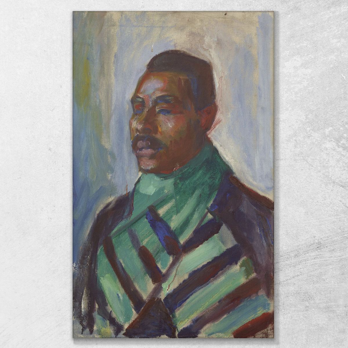 Africano Con Sciarpa Verde Edvard Munch em41 quadro stampa su tela