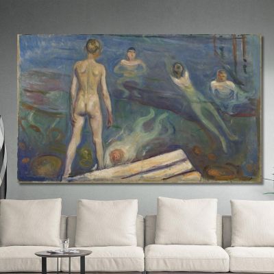 Ragazzi Al Bagno Edvard Munch em58 quadro stampa su tela Ragazzi Al Bagno Edvard Munch em58 quadro stampa su tela