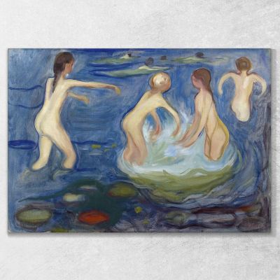 Badende Mädchen Edvard Munch, em59 drucken auf leinwand