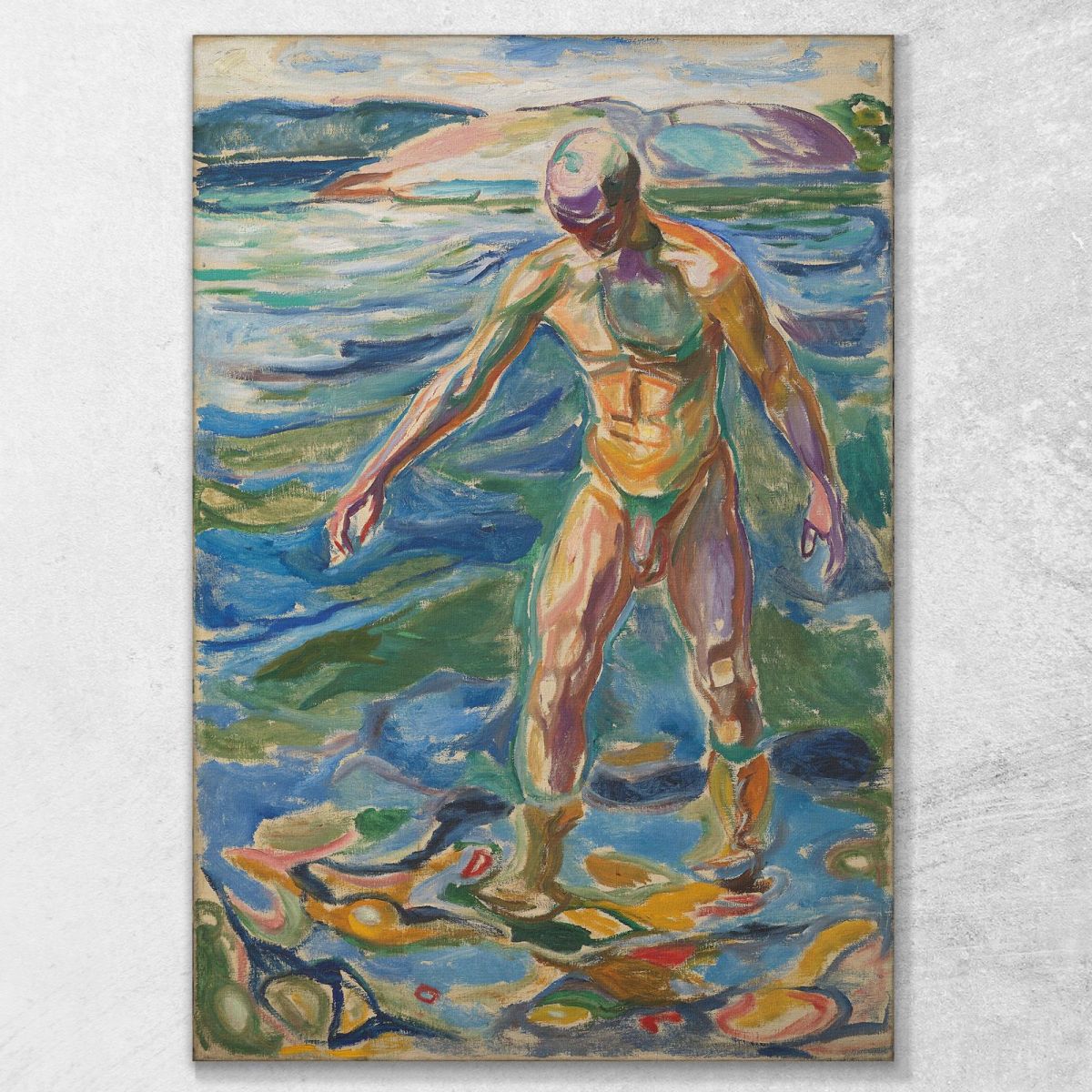 Uomo Che Fa Il Bagno Edvard Munch em60 quadro stampa su tela