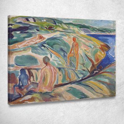 Uomini Che Fanno Il Bagno Sulle Rocce Edvard Munch em62 quadro stampa su tela