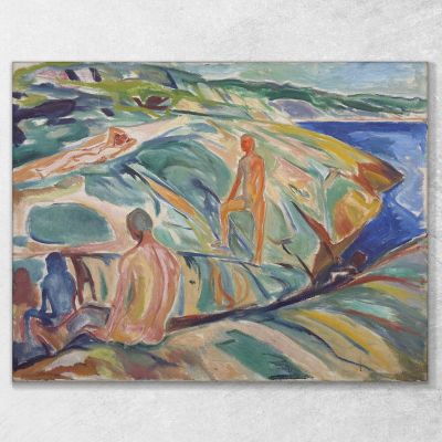 Uomini Che Fanno Il Bagno Sulle Rocce Edvard Munch em62 quadro stampa su tela