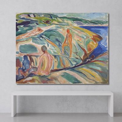 Uomini Che Fanno Il Bagno Sulle Rocce Edvard Munch em62 quadro stampa su tela