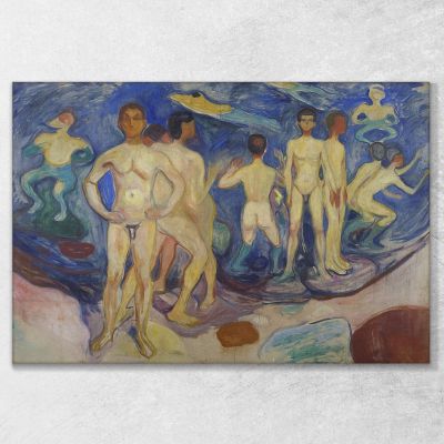 Baigner Les Jeunes Hommes Edvard Munch, em67 tableau impression sur toile
