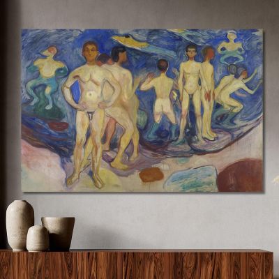 Fare Il Bagno Ai Giovani Edvard Munch em67 quadro stampa su tela Fare Il Bagno Ai Giovani Edvard Munch em67 quadro stampa su tela