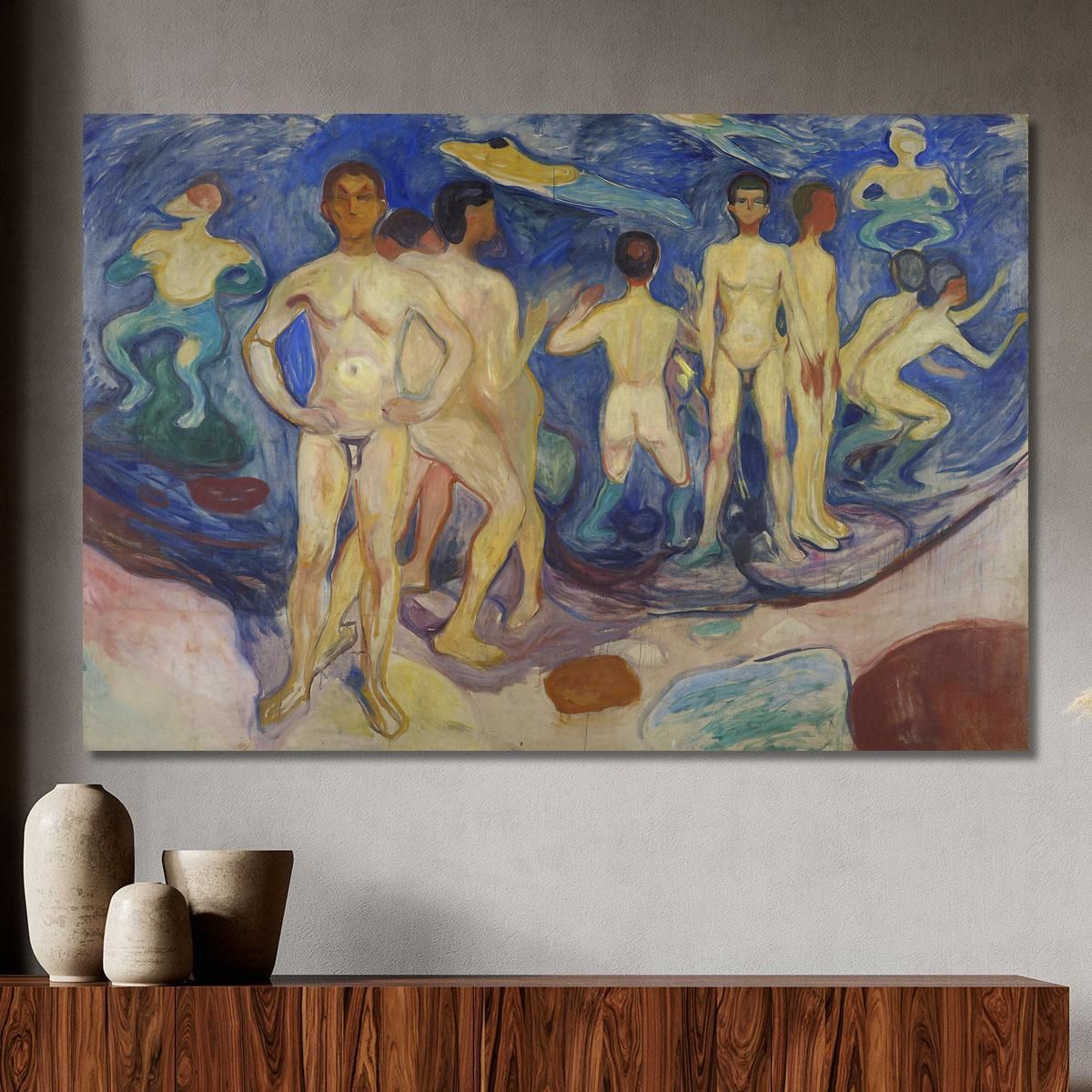 Fare Il Bagno Ai Giovani Edvard Munch em67 quadro stampa su tela