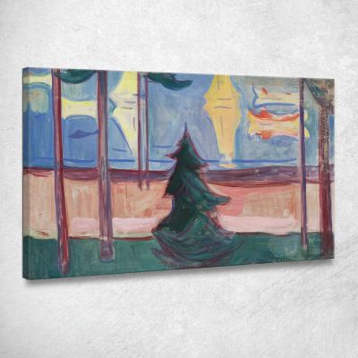 Paesaggio Della Spiaggia Con Alberi E Barche Edvard Munch em69 quadro stampa su tela