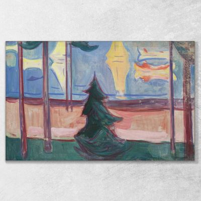 Paesaggio Della Spiaggia Con Alberi E Barche Edvard Munch em69 quadro stampa su tela