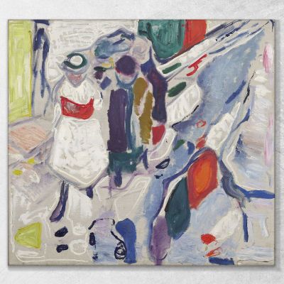Enfants Dans La Rue Edvard Munch, em80 tableau impression sur toile