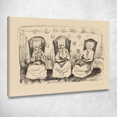 Tre Vecchie Signore Edvard Munch em98 quadro stampa su tela