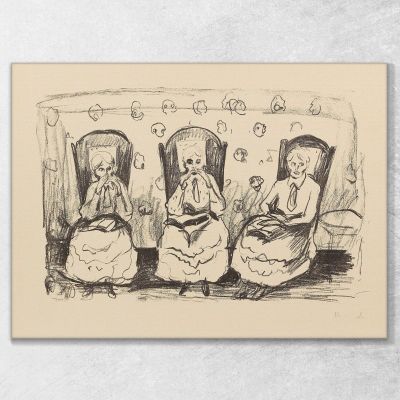 Tre Vecchie Signore Edvard Munch, em98 quadro stampa su tela
