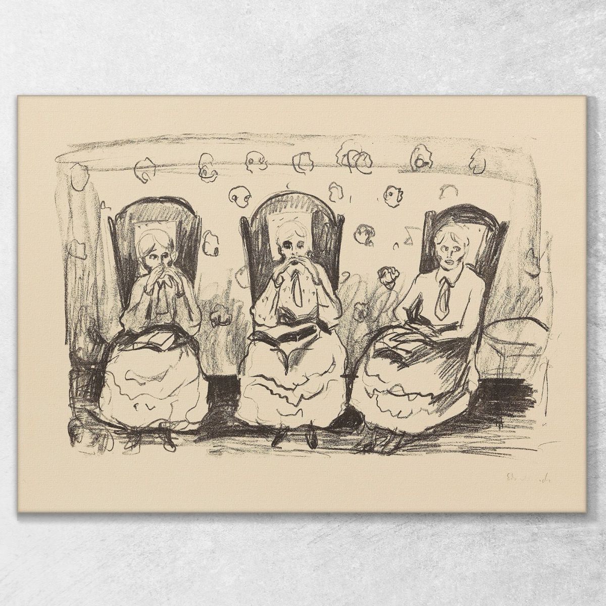 Tre Vecchie Signore Edvard Munch em98 quadro stampa su tela