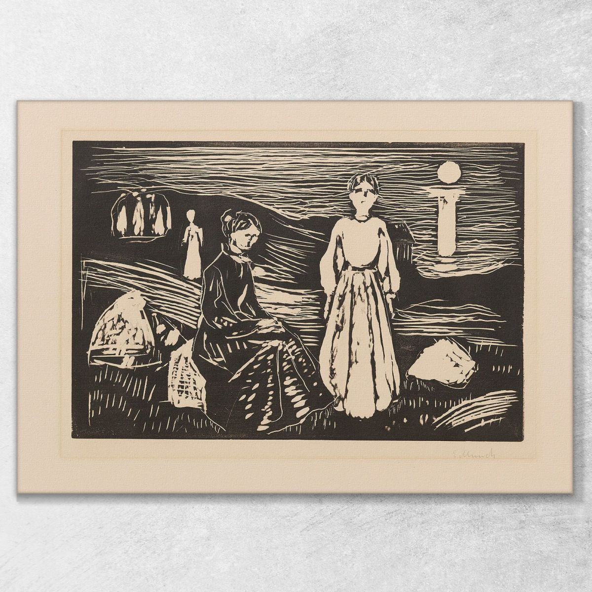 Donne Sulla Spiaggia Edvard Munch em118 quadro stampa su tela