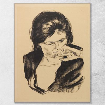 Frauenkopf Mit Der Hand Am Mund Edvard Munch, em119 drucken auf leinwand
