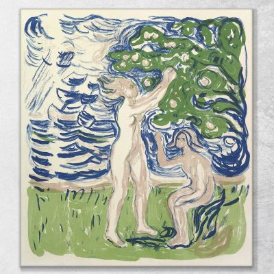 Niñas Recogiendo Manzanas 1915 Edvard Munch, em130 cuadro en lienzo