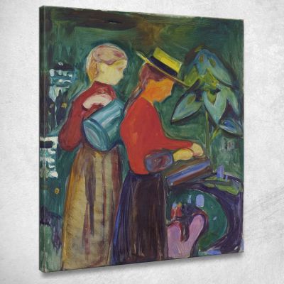 Ragazze Che Innaffiano I Fiori Il Fregio Linde Edvard Munch em131 quadro stampa su tela