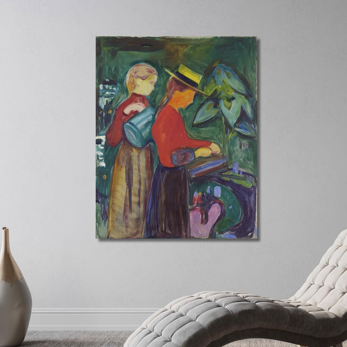 Ragazze Che Innaffiano I Fiori Il Fregio Linde Edvard Munch em131 quadro stampa su tela