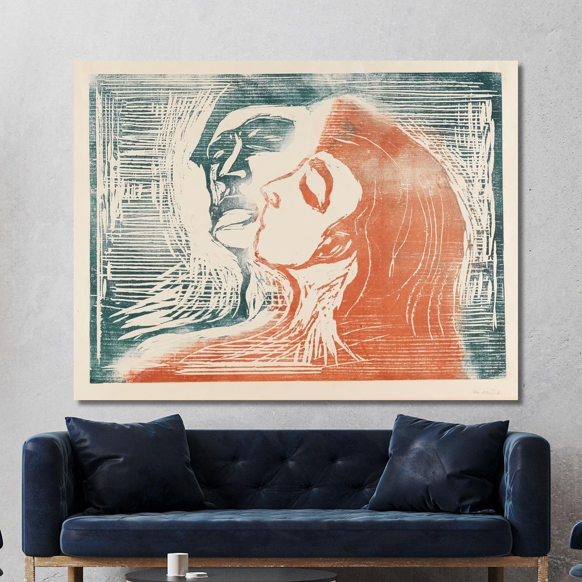 Baciare Testa A Testa Un Uomo E Una Donna Edvard Munch em136 quadro stampa su tela