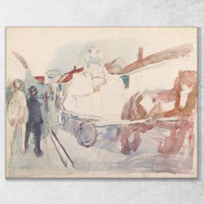 Pferd Und Kutsche Auf Der Straße Edvard Munch, em140 drucken auf leinwand