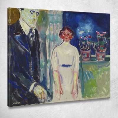 Uomo E Donna Alla Finestra Con Piante In Vaso Edvard Munch em184 quadro stampa su tela