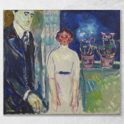 Uomo E Donna Alla Finestra Con Piante In Vaso Edvard Munch em184 quadro stampa su tela