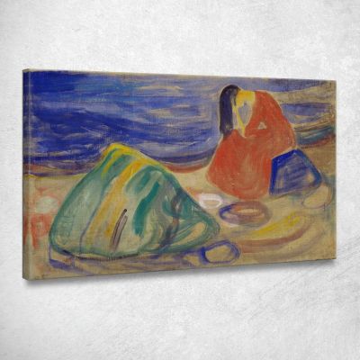 Malinconia. Donna Che Piange Sulla Spiaggia Edvard Munch em194 quadro stampa su tela