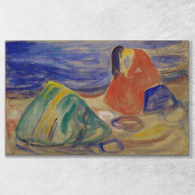 Mélancolie. Femme Qui Pleure Sur La Plage Edvard Munch, em194 tableau impression sur toile