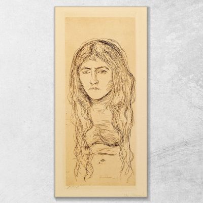 Donna Nuda Della Ragazza Con Capelli Lunghi Edvard Munch em222 quadro stampa su tela