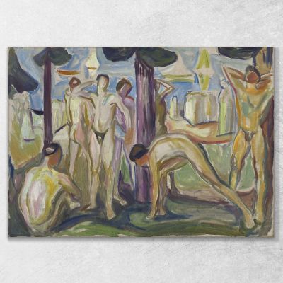 Nackte Männer In Landschaft Edvard Munch, em223 drucken auf leinwand