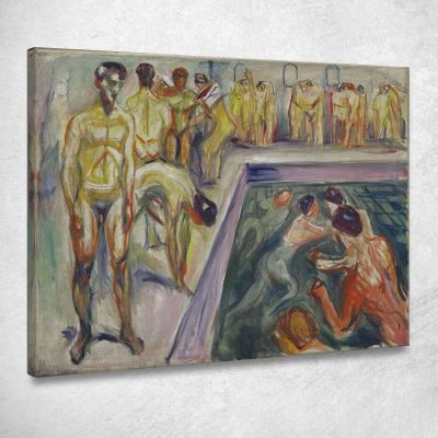 Uomini Nudi In Piscina Edvard Munch em224 quadro stampa su tela