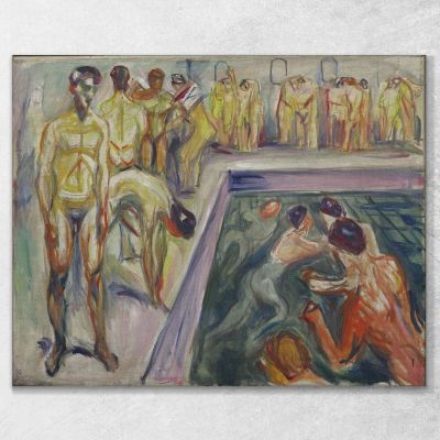 Uomini Nudi In Piscina Edvard Munch em224 quadro stampa su tela