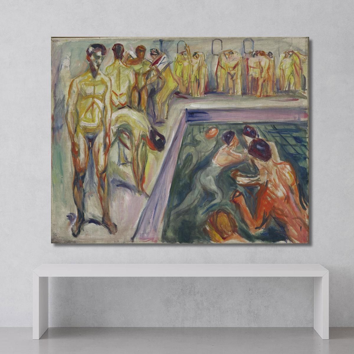 Uomini Nudi In Piscina Edvard Munch em224 quadro stampa su tela