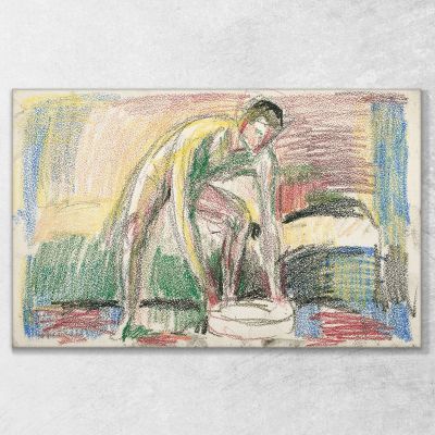 Uomo Nudo Che Si Lava I Piedi Edvard Munch em225 quadro stampa su tela