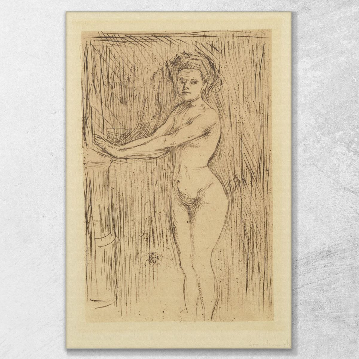 Modello Di Donna Nuda Che Scalda Le Mani Edvard Munch em234 quadro stampa su tela