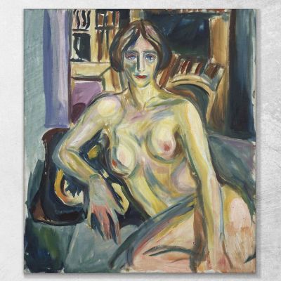 Nackt Auf Der Couch Sitzend Edvard Munch, em235 drucken auf leinwand