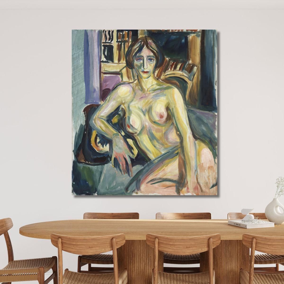 Nudo Seduto Sul Divano Edvard Munch em235 quadro stampa su tela