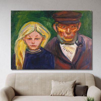 Il Vecchio Pescatore E Sua Figlia Edvard Munch em236 quadro stampa su tela