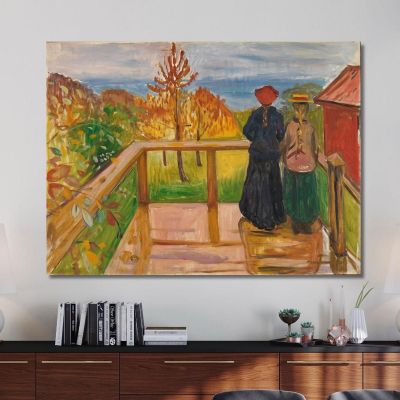 Sulla Veranda Edvard Munch em241 quadro stampa su tela