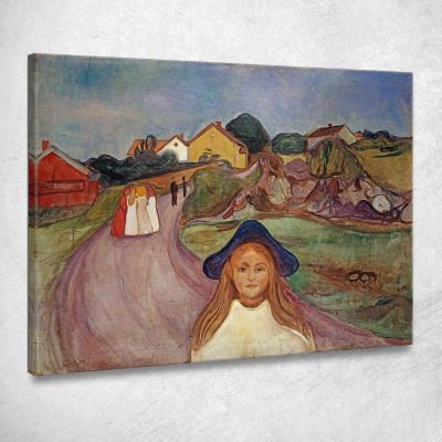 Strada Ad Aasgaardstrand Edvard Munch em263 quadro stampa su tela