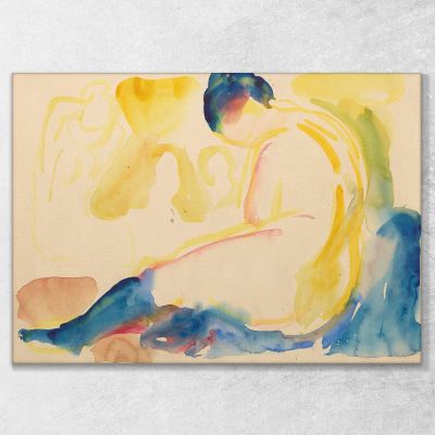 Nudo Femminile Seduto Con Calze Blu Edvard Munch em269 quadro stampa su tela