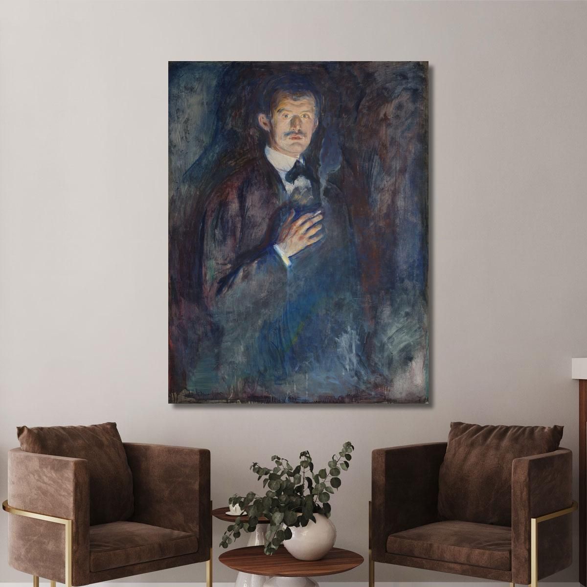 Autoportrait  La Cigarette Edvard Munch tableau impression sur toile