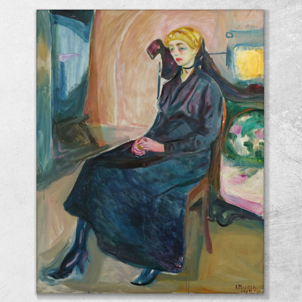 Giovane Donna Seduta Giovane Donna Seduta Edvard Munch em285 quadro stampa su tela