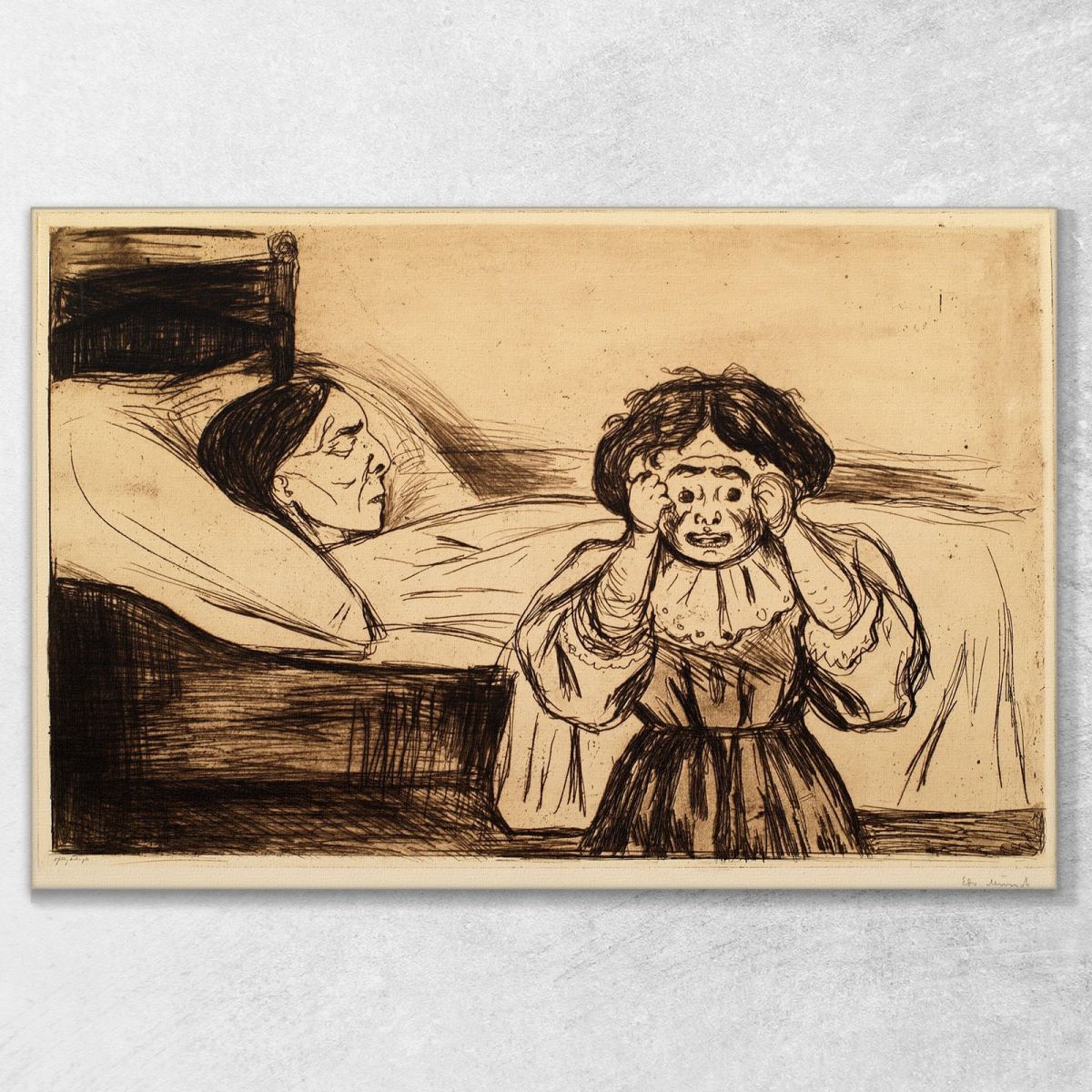 La Madre Morta E Il Suo Bambino Edvard Munch em316 quadro stampa su tela