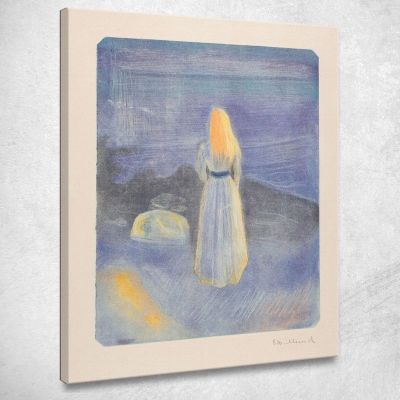 Giovane Donna Sulla Spiaggia Edvard Munch em349 quadro stampa su tela