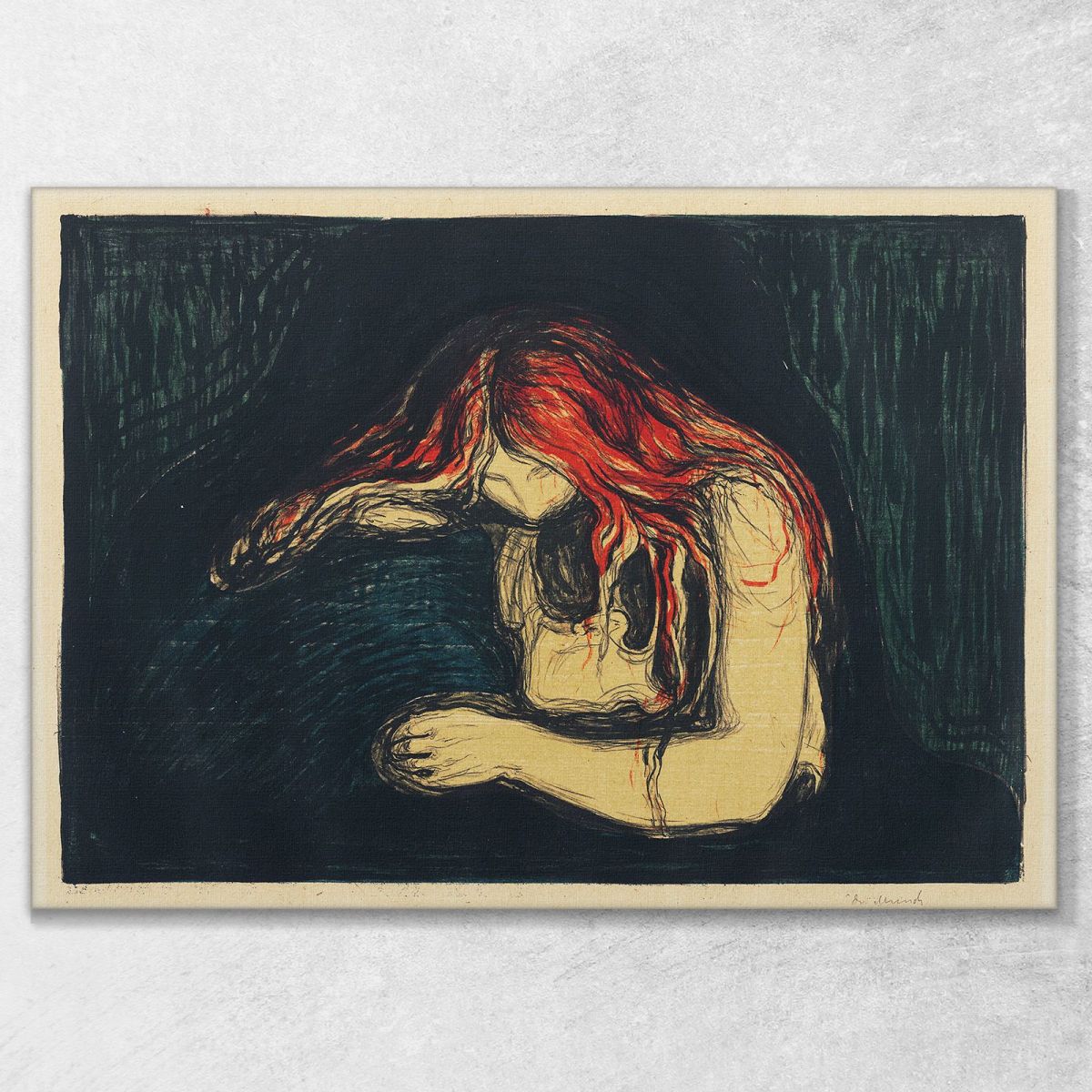 Il Vampiro Ii Edvard Munch em356 quadro stampa su tela